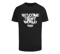 ABSOLUTE CULT T-Shirt 'Stranger Things - Welcome To My World' noir / blanc, Taille M