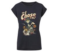 ABSOLUTE CULT T-shirt 'Tom and Jerry - The Chase Is On' beige / bleu marine / marron / gris, Taille XS