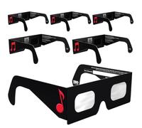 Absolute Eclipse Lunettes Eclipse Solaire 2026 pour Voir l'Éclipse - ISO 12312-2 CE Certifiées Homologuées - 6 Pack Famille - Design Notes - Adultes Enfants - Fabricant Européen Reconnu AAS