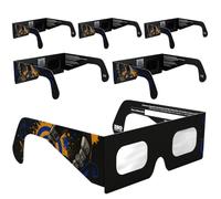 Absolute Eclipse Lunettes Eclipse Solaire 2026 pour Voir l'Éclipse - ISO 12312-2 CE Certifiées Homologuées - 6 Pack Famille - Design Music - Adultes Enfants - Fabricant Européen Reconnu AAS