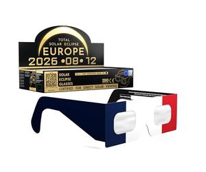 Absolute Eclipse Lunettes Eclipse Solaire 2026 pour Voir l'Éclipse - ISO 12312-2 CE Certifiées Homologuées - Lot de 100 Écoles - Design FR - Adultes Enfants - Fabricant Européen Reconnu AAS