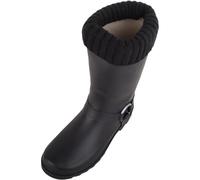 ABSOLUTE FOOTWEAR Bottes en tricot plat pour enfant avec sangle à anneau, Noir , 33 EU