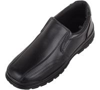 ABSOLUTE FOOTWEAR Chaussures d'école habillées pour enfants garçons et juniors faciles à enfiler avec double soufflet en similicuir, Noir , 32 EU