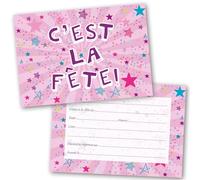 Absolutely Yours Carte invitation anniversaire fille. Invitations à une fête Pack de 36. Invitation design Pink Starburst avec enveloppes. 120 x 172 mm. Livré dans des cartons réutilisables.