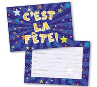 Absolutely Yours Cartes invitation anniversaire garçon, fête enfant, lot de 36 avec enveloppes, motif étoiles bleu, 120 × 172 mm, en papier recyclable