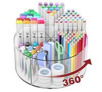 Absonic Acrylic Pen Holder Pencil Organizer, 360-Degree Rotating Pencil Holder, Crayon Organizers for Kids Marker Organizer Caddy Art Supply Kids Desk Organizers for Office Home School