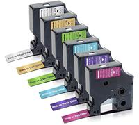 Absonic D1 Lot de 6 rubans d'étiquettes compatibles avec Dymo COLORPOP - Recharges de 12 mm pour LabelManager 160 420P 280 PnP, argent/vert/or/rose/violet/bleu pailleté, 1,27 cm x 3 m