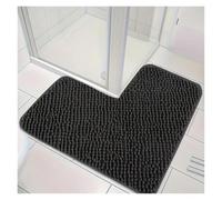 Absorbant l'eau, en Microfibre Tapis de Bain en Chenille, en Coton à mémoire de Forme, Couleur Unie, Absorbant et antidérapant, pour Salle de Bain, pour la Maison(Black)