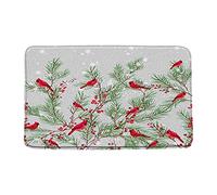 Absorbant Tapis de Sol Noël Noël Pin Tree Branch Red Birds Sflake Tapis d'Entrée Tapis de Bain 40×60cm pour Terrasse,Passage,WC