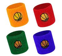 Absorbants Poignet Bandeau, Serre Poignets Bracelets pour Sports, Bandeaux de Poignet Élastiques en Éponge, 4 Pièces Bracelets de Sport pour Enfants, Course À Pied, Exercice, Football, Basket-Ball