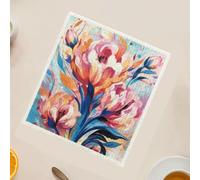 Absorbent Kitchen Towel Pack, Dish Cloth Set, 6 Piece Floral Pattern Reusable Cleaning Cloths, Multi Wiping Towels, for Kitchen Bathroom Glass Countertop Household Cleaning