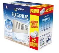 Absorbeur d'humidité Bostik+ Pack de 2 recharges - 25 m² - sans électricité - Réservoir 1,2 L