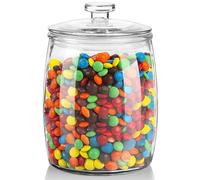 Absovetu Grands bocaux de rangement en verre avec couvercles à poussoir - 2 litres - Bocaux à bonbons avec couvercles hermétiques à large ouverture - Bocal à biscuits ronds pour céréales, pâtes,