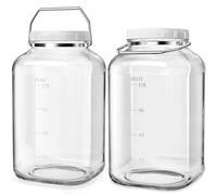 Absovetu Lot de 2 grands bocaux en verre avec couvercle hermétique de 5,7 litres - Bocaux de rangement carrés en verre avec poignée à large ouverture pour pâtes, riz, cornichons, cookies, bonbons,