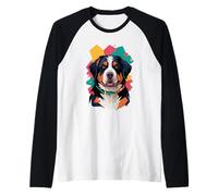 Abstract Art Bernese Mountain Dog Berner Manche Raglan