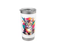 Abstract Art Egyptian Mau Cat Egyptian Maus Gobelet isotherme en acier inoxydable double paroi
