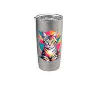 Abstract Art Egyptian Mau Cat Egyptian Maus Gobelet isotherme en acier inoxydable double paroi