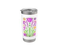 Abstract Art Lavande Fleurs Gobelet isotherme en acier inoxydable double paroi
