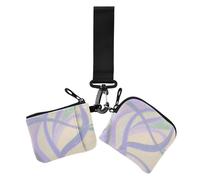 Abstract Art Lines Lot de 2 portefeuilles doubles pour femme avec poche zippée pour le travail et les voyages Violet
