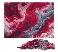 Abstract Art Print - Red Marble Fluid Paint P Puzzle en Bois, 300 pièces | Cadeau de fin d'année pour adulte avec activité autour de la table pendant une soirée calme.