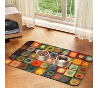 Abstract Art Tapis carré de nourriture pour chien, tapis d'alimentation absorbant pour gamelles d'eau et de nourriture - Tapis de placement antidérapant pour sols - Imperméable - Séchage rapide - Pour
