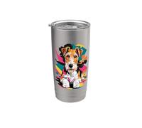 Abstract Art Wire Fox Terrier Gobelet isotherme en acier inoxydable double paroi