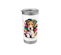 Abstract Art Wire Fox Terrier Gobelet isotherme en acier inoxydable double paroi