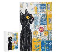 Abstract Black Cat Art Print Puzzle 1000 Pièces Educa Jouet en Bois Cadeau Unique Décoration Intérieure Jeu Éducatif Challenge Toy Adultes Et Enfants À Partir De 14 Ans 1000 PCS