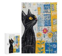 Abstract Black Cat Art Print Puzzle 1000 Pièces Educa Jouet en Bois Cadeau Unique Décoration Intérieure Jeu Éducatif Challenge Toy Adultes Et Enfants À Partir De 14 Ans 300 PCS