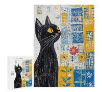 Abstract Black Cat Art Print Puzzle 1000 Pièces Educa Jouet en Bois Cadeau Unique Décoration Intérieure Jeu Éducatif Challenge Toy Adultes Et Enfants À Partir De 14 Ans 500 PCS