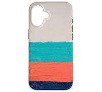 Abstract Brush Huile PEINTÉ CORME Coral Teal Bloc Coque pour iPhone 16