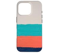 Abstract Brush Huile PEINTÉ CORME Coral Teal Bloc Coque pour iPhone 16 Pro