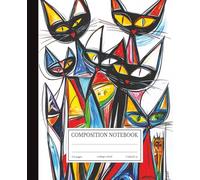 Abstract Cats Composition Notebook | 7.5x9.25 in | 110 Pages | College Ruled Lines | Colorful Art Cover for School, College & Office Writing