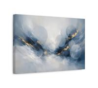 Abstract Circles Blue And Gold - Canvas Wall Art Print 18×12 inch (45×30 cm) - Horizontal / 1.25 inch (3 cm)