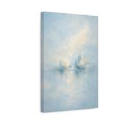 Abstract City Soft Blue Gold - Canvas Wall Art Print 12×18 inch (30×45 cm) - Vertical / 1.25 inch (3 cm)