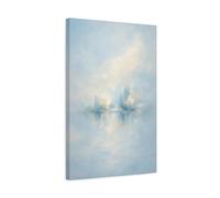 Abstract City Soft Blue Gold - Canvas Wall Art Print 16×24 inch (40×60 cm) - Vertical / 1.25 inch (3 cm)