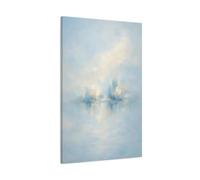 Abstract City Soft Blue Gold - Canvas Wall Art Print 24×36 inch (60×90 cm) - Vertical / 1.25 inch (3 cm)