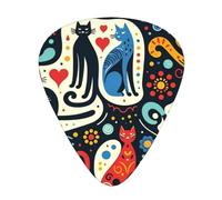 Abstract-Colorful-Cats Lot de 12 médiators avec 3 épaisseurs et boîte de rangement, médiators en ABS pour guitare basse électrique
