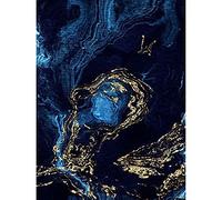 Abstract Dark Blue Gold Waves Art Print Canvas Premium Wall Decor Poster Abstrait Bleu Or Mur Déco Affiche