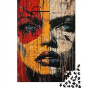 Abstract Face Art Puzzle for Adults 14-99 Years Red White Split Face Art Educational Game for Home Decor & Gifts 70x50cm 1000pcs