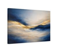 Abstract Flow Blue And Gold - Canvas Wall Art Print 24×16 inch (60×40 cm) - Horizontal / 1.25 inch (3 cm)