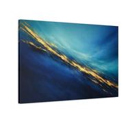 Abstract Flow Blue Gold - Canvas Wall Art Print 30×20 inch (75×50 cm) - Horizontal / 1.25 inch (3 cm)