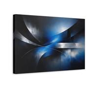 Abstract Forms Blue And Silver - Canvas Wall Art Print 18×12 inch (45×30 cm) - Horizontal / 1.25 inch (3 cm)