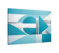 Abstract Geometric Shapes Blue And Silver - Canvas Wall Art Print 24×16 inch (60×40 cm) - Horizontal / 1.25 inch (3 cm)