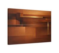 Abstract Geometric Shapes Brown Gold - Canvas Wall Art Print 24×16 inch (60×40 cm) - Horizontal / 1.25 inch (3 cm)