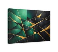 Abstract Geometric Shapes Emerald Gold - Canvas Wall Art Print 18×12 inch (45×30 cm) - Horizontal / 1.25 inch (3 cm)