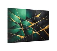 Abstract Geometric Shapes Emerald Gold - Canvas Wall Art Print 48×32 inch (120×80 cm) - Horizontal / 1.25 inch (3 cm)