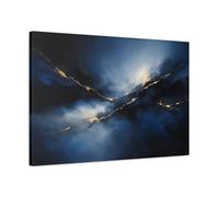 Abstract Gold Veins Blue And - Canvas Wall Art Print 30×20 inch (75×50 cm) - Horizontal / 1.25 inch (3 cm)
