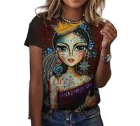 Abstract Graphique Manches Courtes t-Shirt Femmes col Rond 3D imprimé Art Visage Humain Motif t-Shirt été extérieur décontracté Tops de Mode