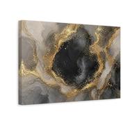 Abstract Marble Black Gold Canvas Print - Living Room, Above Couch 18×12 inch (45×30 cm) - Horizontal / 1.25 inch (3 cm)